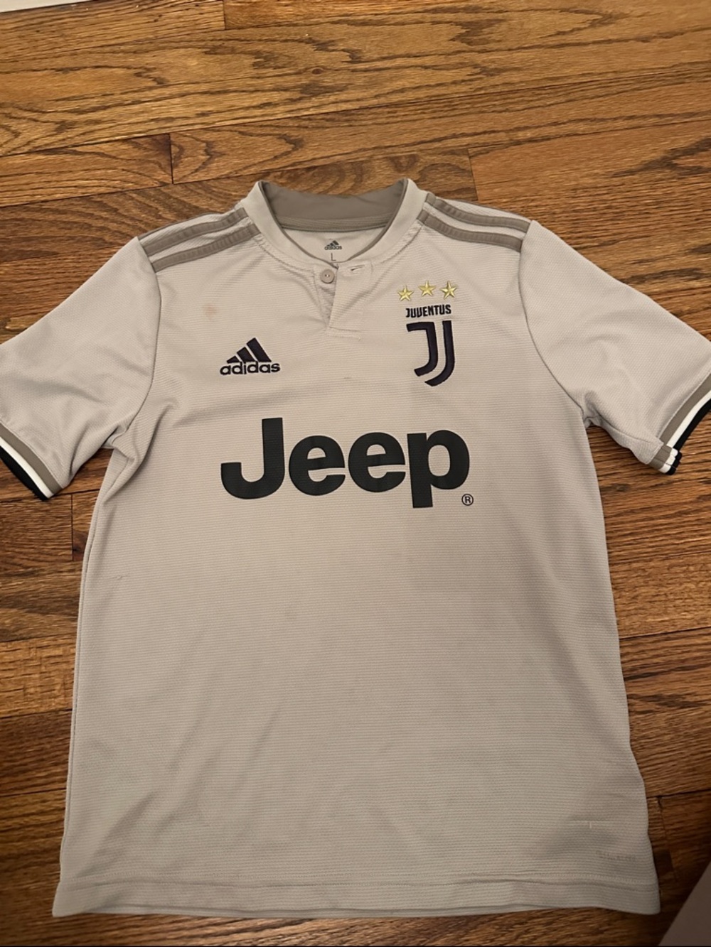 adidas Juventus Light Gray Away Soccer Jersey with Black Accents